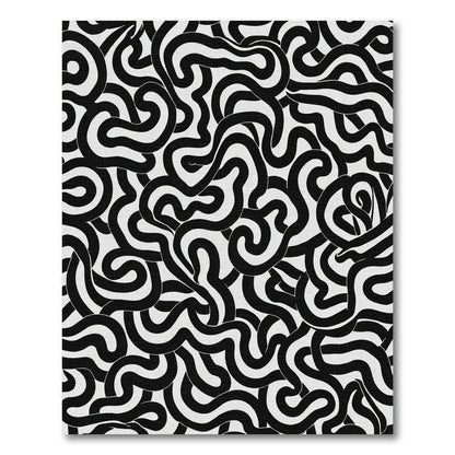 Bold Black And White Organic Swirl Rug