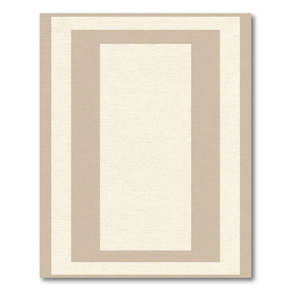 Neutral Cream Layered Rectangular Trim Rug