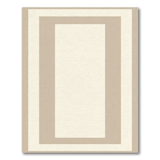 Neutral Cream Layered Rectangular Trim Rug