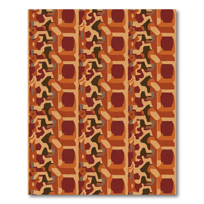 Terracotta Earthy Abstract Vertical Stripe Rug