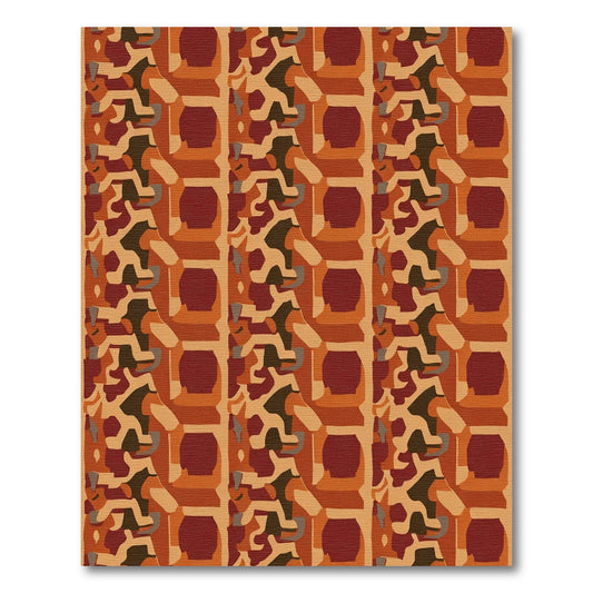 Terracotta Earthy Abstract Vertical Stripe Rug