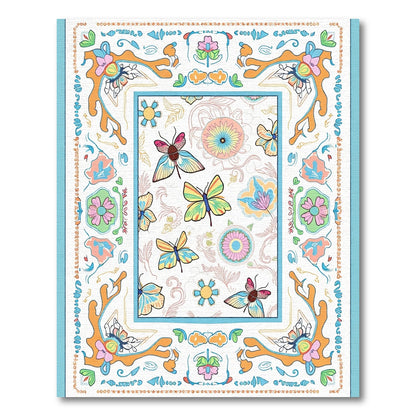 Whimsical multi-color butterfly garden Rug