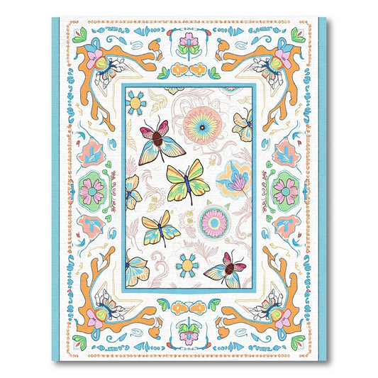 Whimsical multi-color butterfly garden Rug