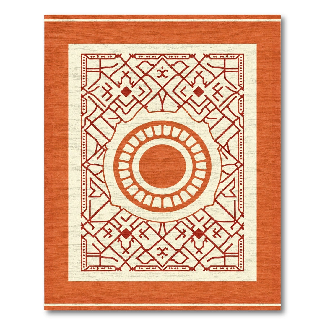 Orange And Red Geometric Sunburst Rug