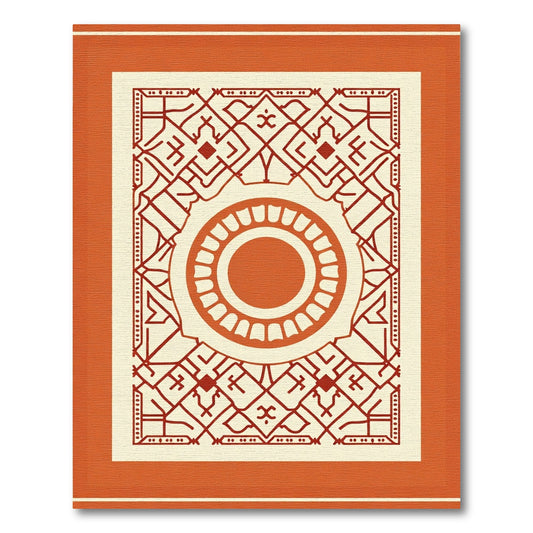 Orange And Red Geometric Sunburst Rug