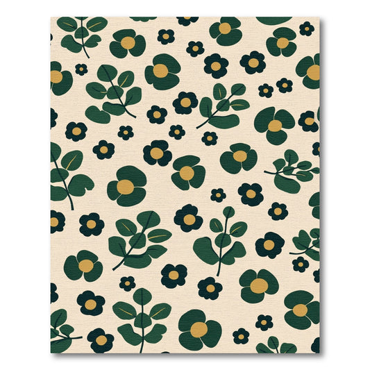Emerald Green Woodland Botanical Floral Rug
