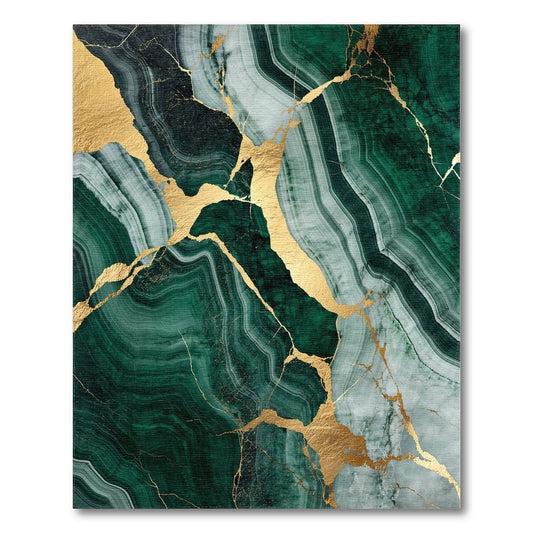 Abstract Area Green Emerald Green Gold Vein Marble Area Rug