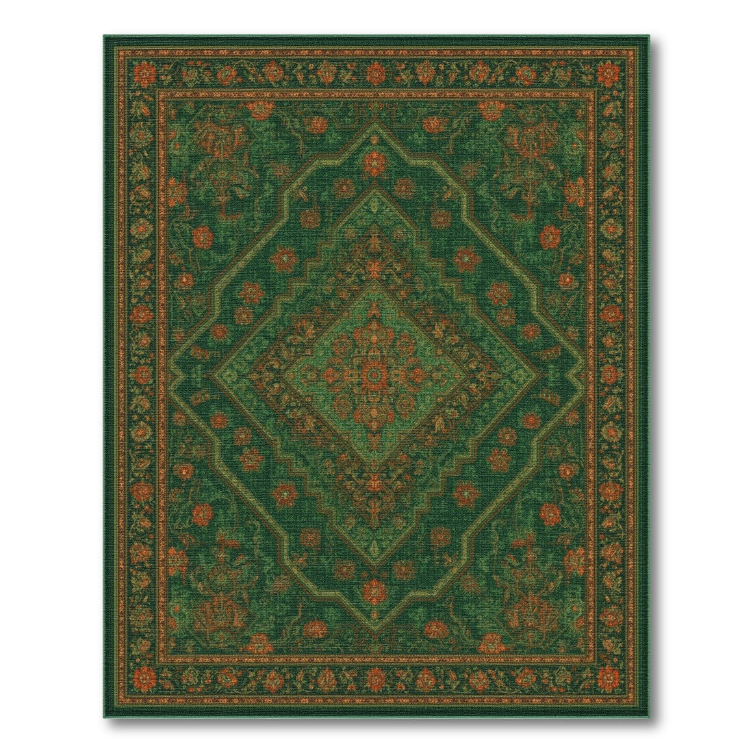 Green Medallion Green Traditional Persian Medallion Area Rug