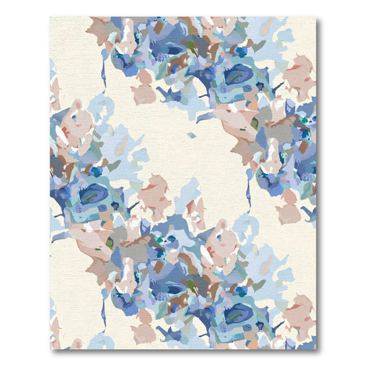 Soft Blue Abstract Floral Arrangement Rug
