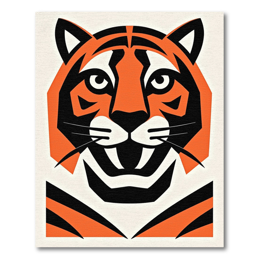 Bold Orange Black Tiger Face Rug
