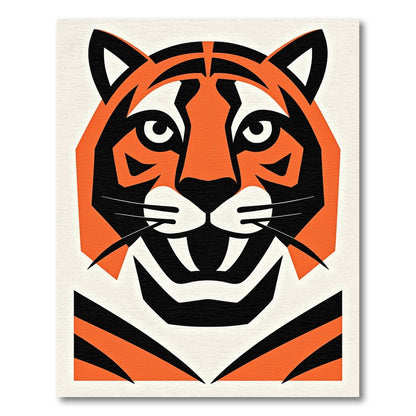 Bold Orange Black Tiger Face Rug