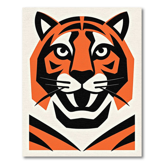Bold Orange Black Tiger Face Rug