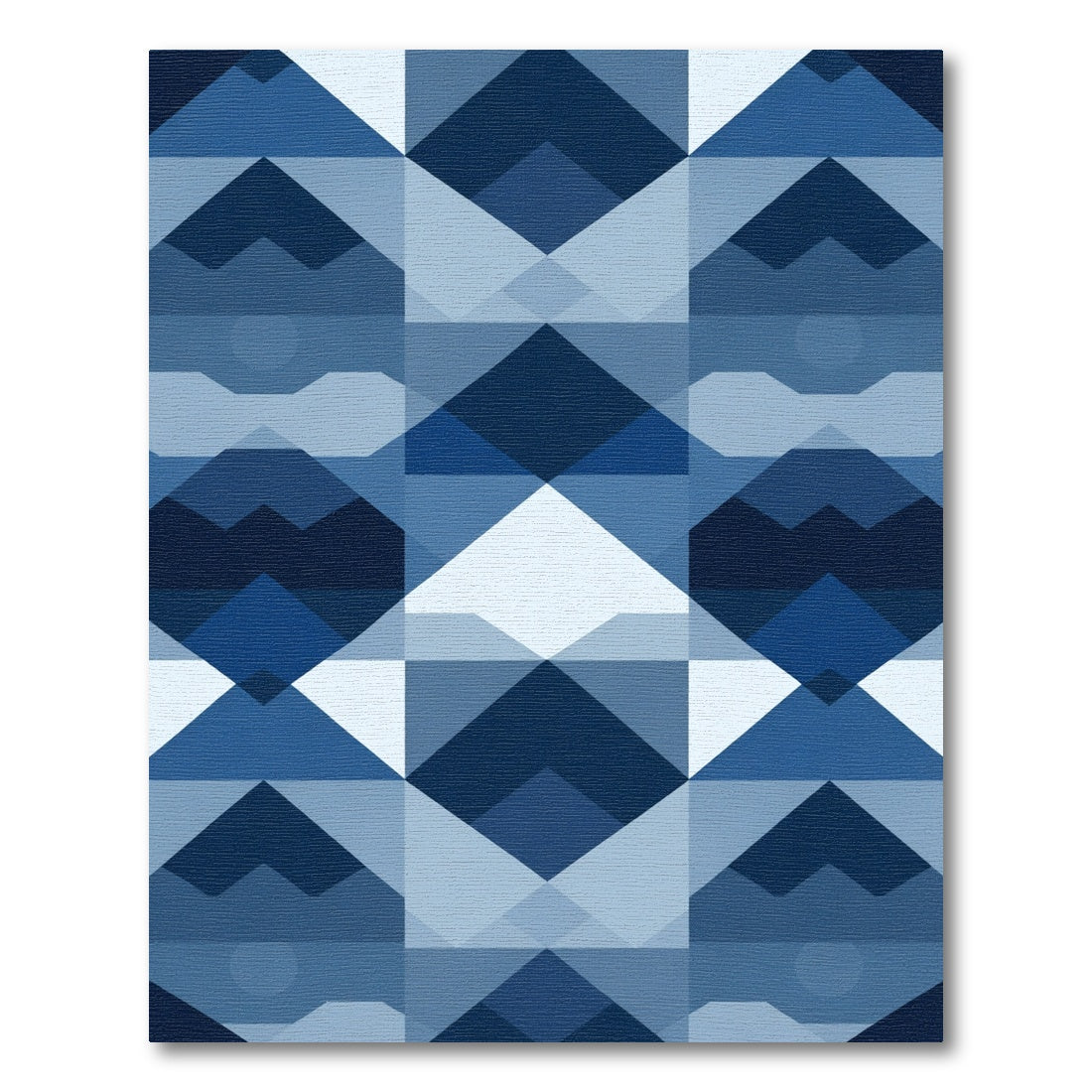 Deep Blue Geometric Diamond Collage Rug