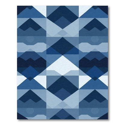 Deep Blue Geometric Diamond Collage Rug