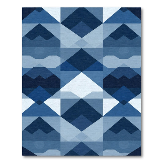 Deep Blue Geometric Diamond Collage Rug