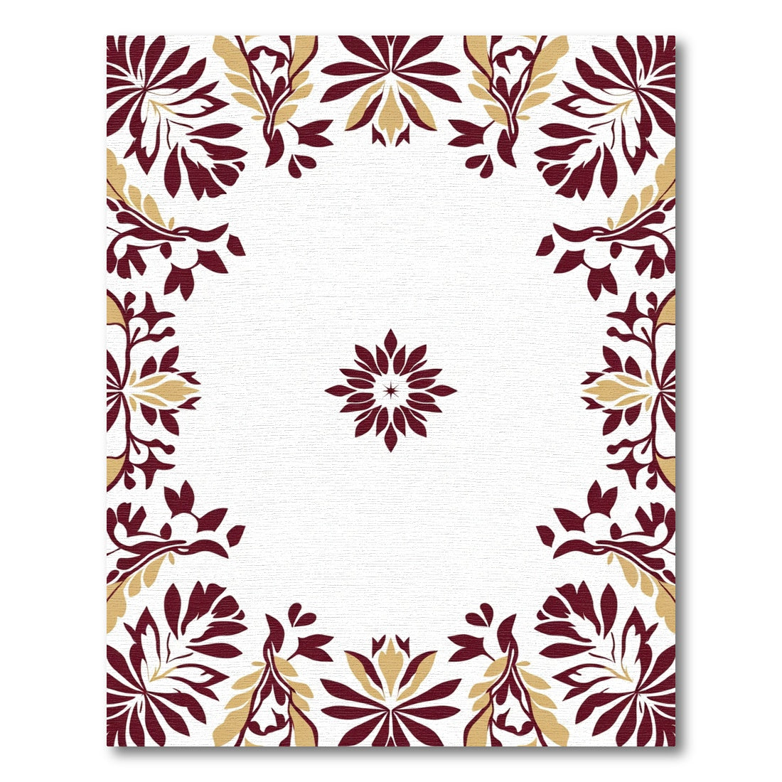 Maroon and Gold Floral Sunburst Rug