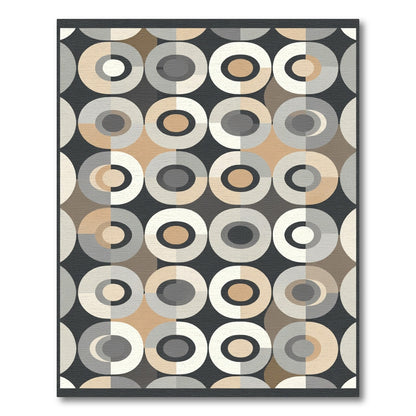Retro Taupe Gray Concentric Circles Rug
