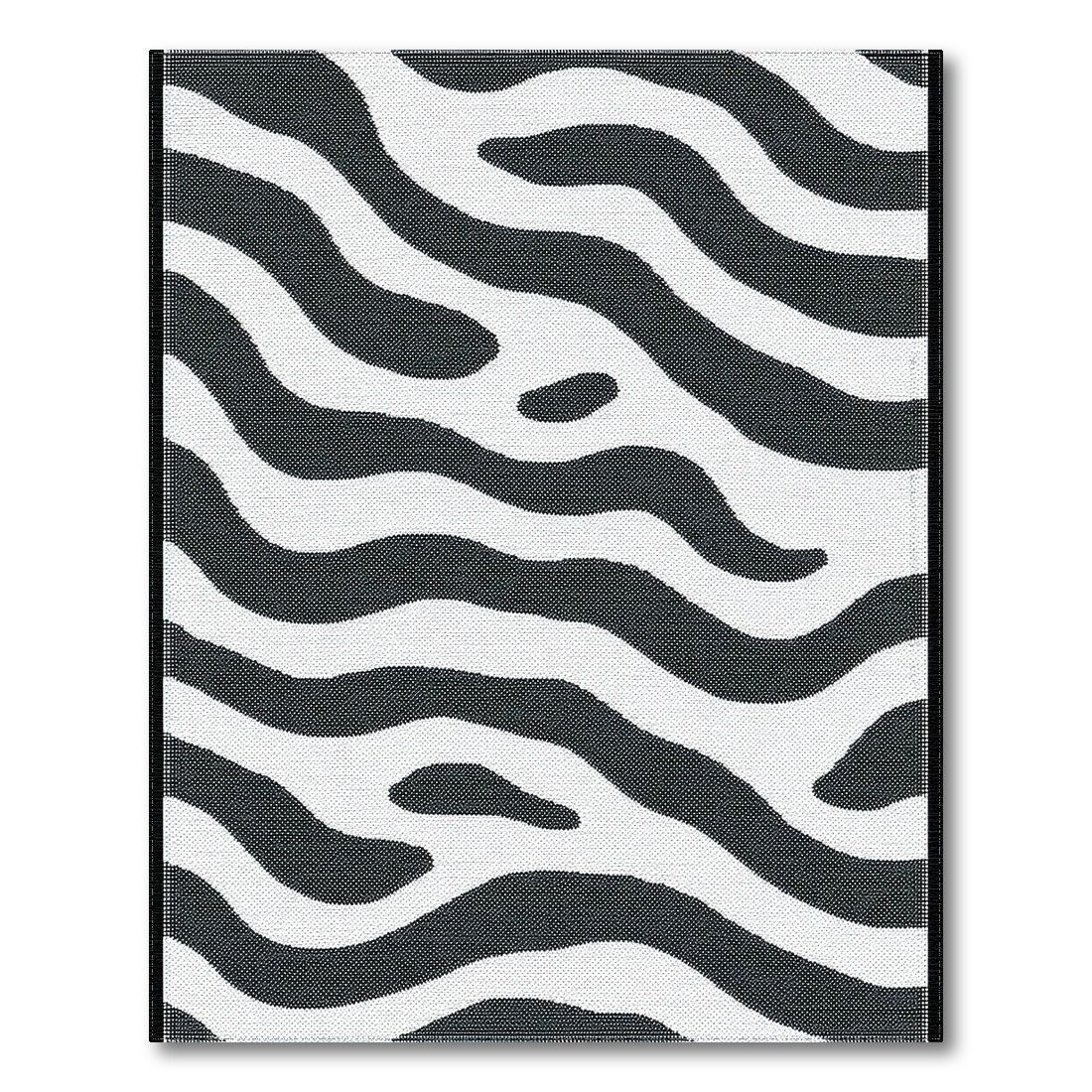 Black and White Geometric Modern Black White Wavy Stripe Area Rug