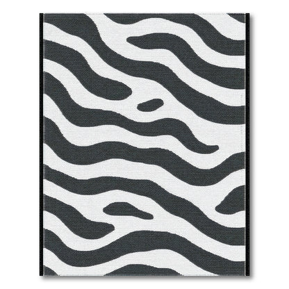 Black and White Geometric Modern Black White Wavy Stripe Area Rug