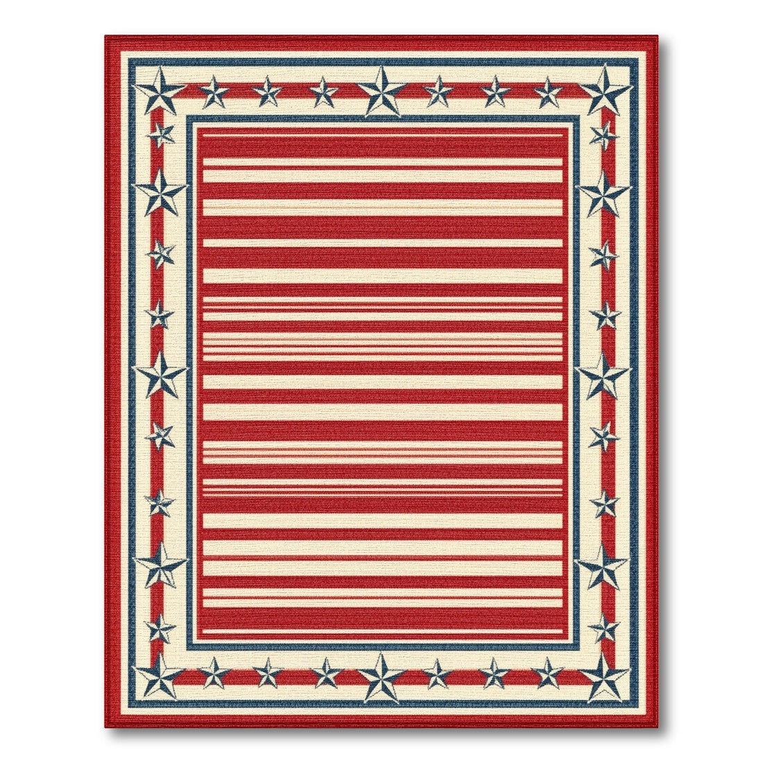 Rustic Farmhouse Patriotic Stars and Stripes Area Rug