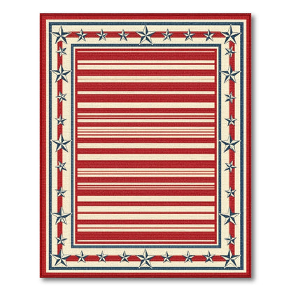 Rustic Farmhouse Patriotic Stars and Stripes Area Rug