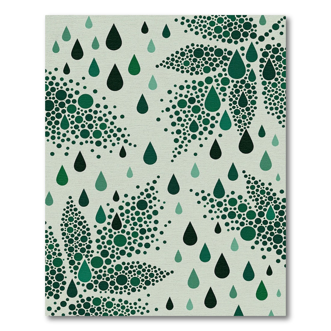 Deep Green Droplets Scattered Composition Rug