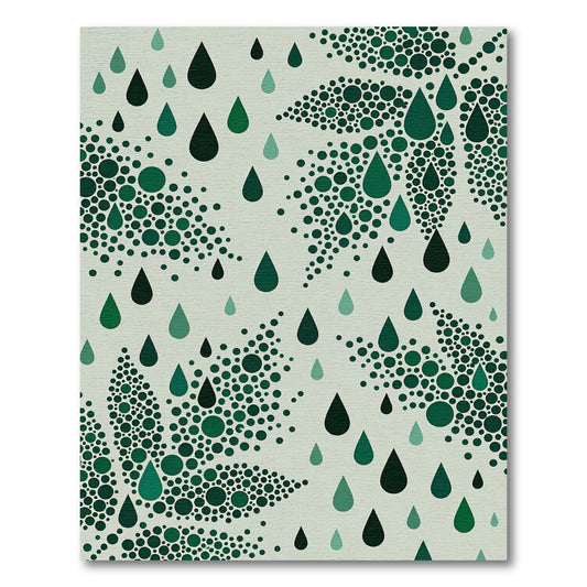 Deep Green Droplets Scattered Composition Rug