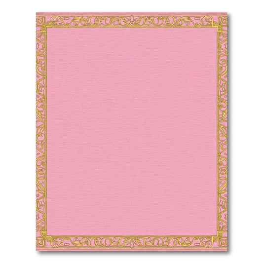Pink Gold Antique Border Scroll Rug