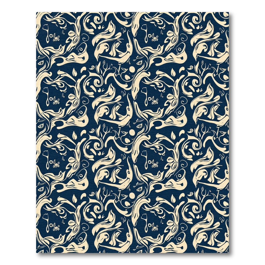 Deep Blue Organic Flow Swirls Rug