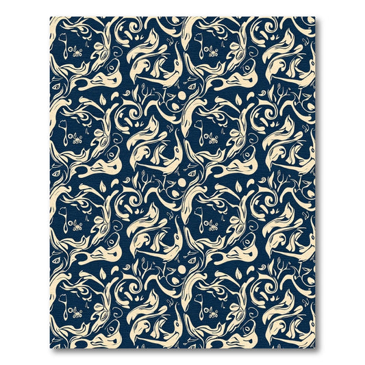 Deep Blue Organic Flow Swirls Rug