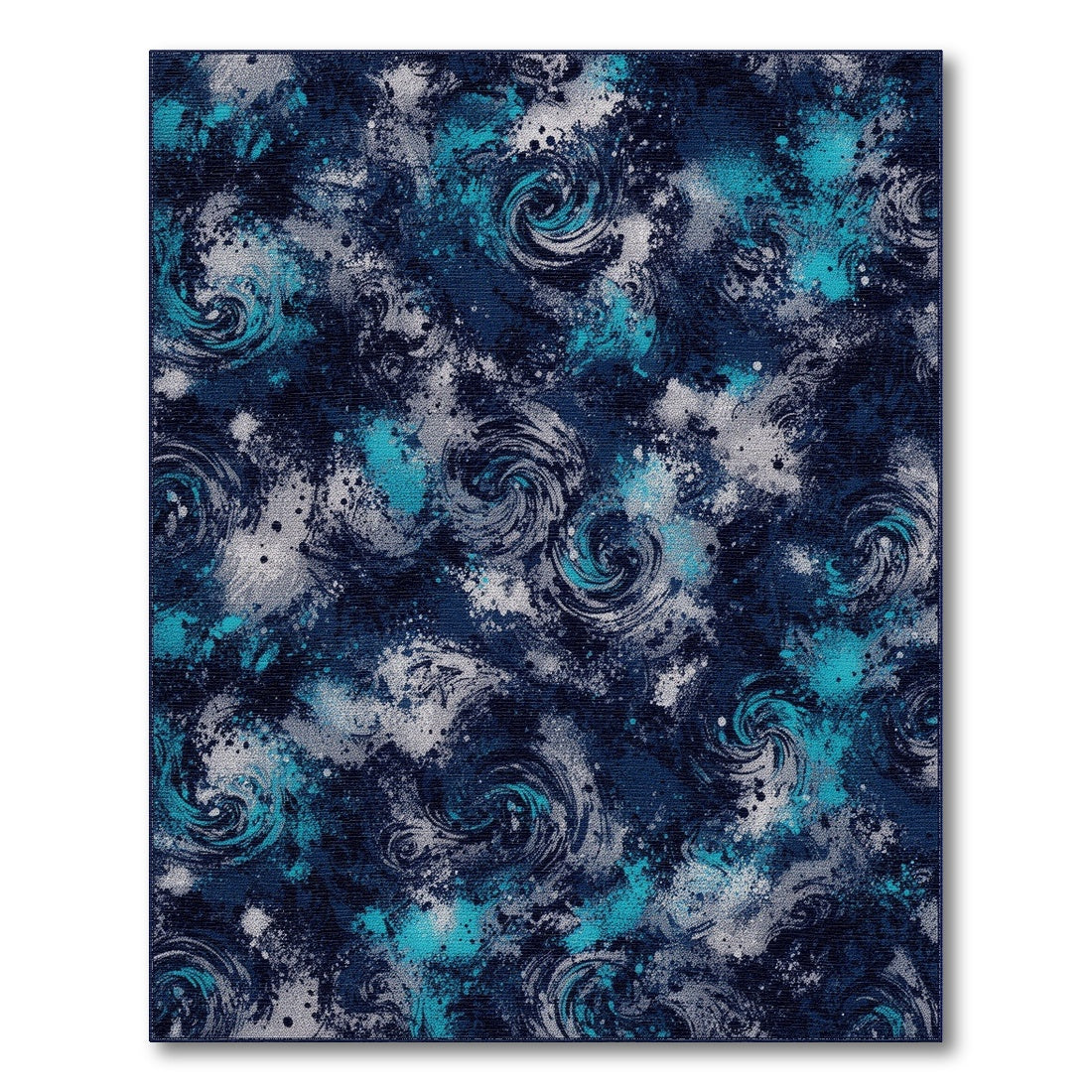 Blue Teal Vortex Swirl Area Rug