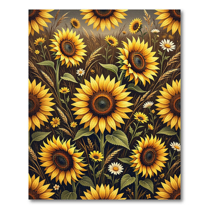 Golden Sunflower Meadow Field Rug