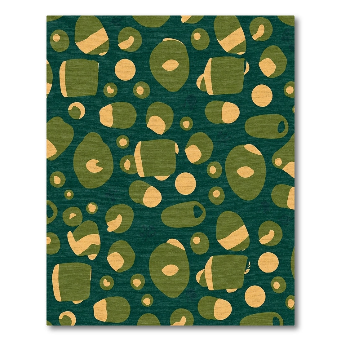 Abstract Olive Green Ochre Shapes Rug