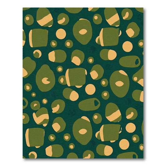 Abstract Olive Green Ochre Shapes Rug