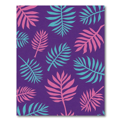 Vibrant Pink Teal Palm Leaf Rug
