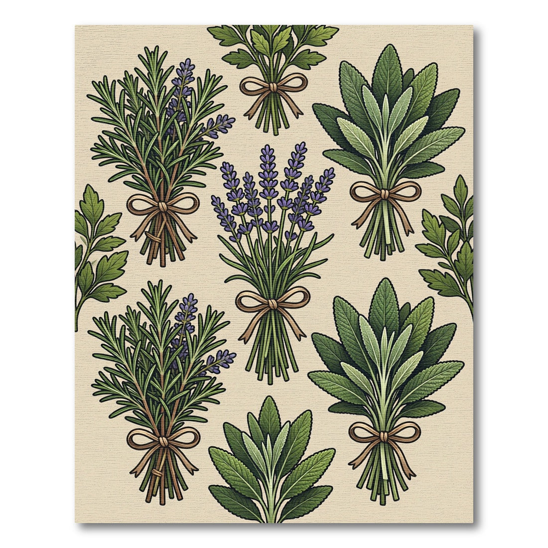 Herbal Bouquets Green Lavender Rosemary Sage Rug