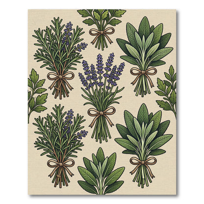 Herbal Bouquets Green Lavender Rosemary Sage Rug