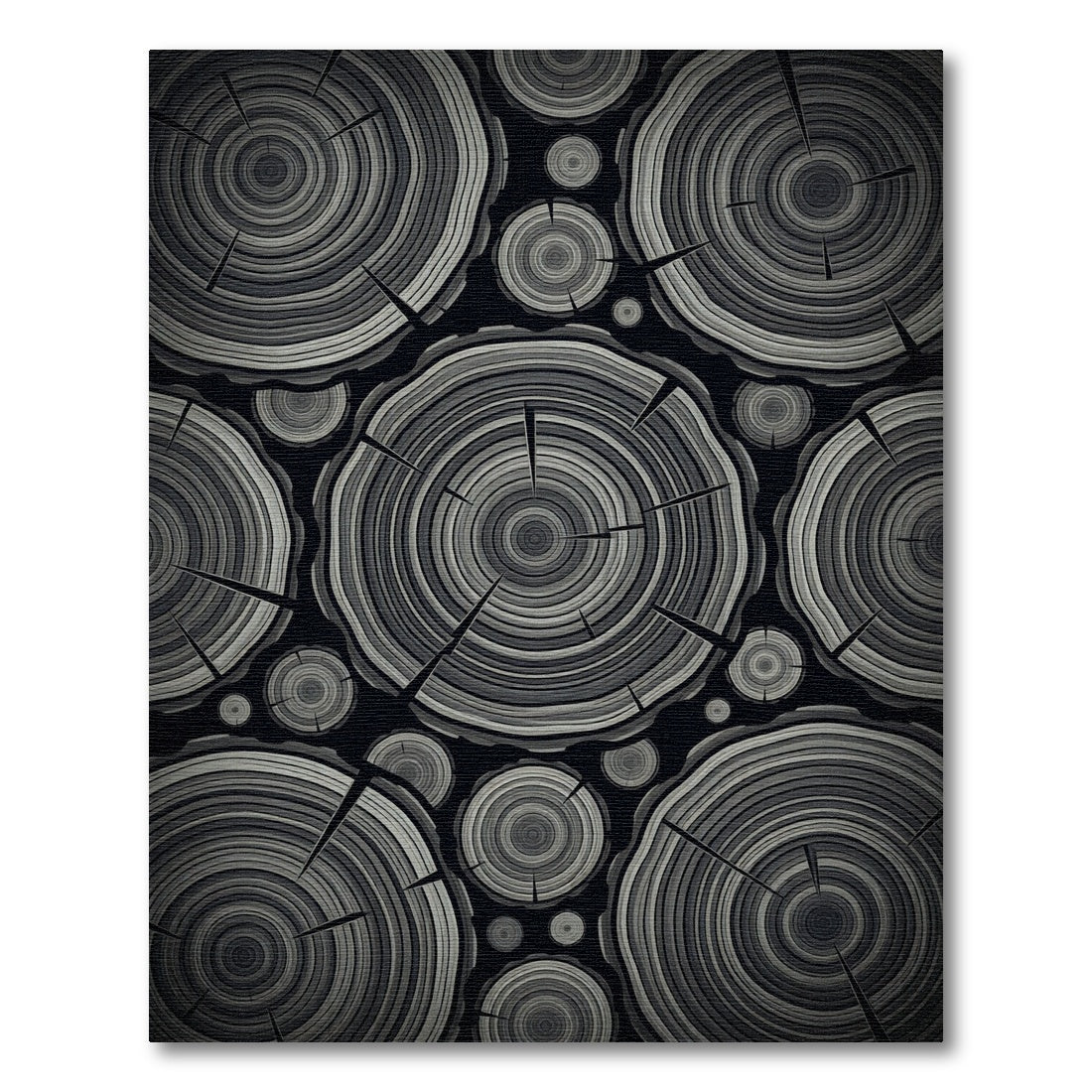 Monochrome Wood Grain Rings Rug
