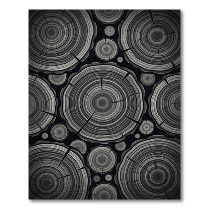 Monochrome Wood Grain Rings Rug