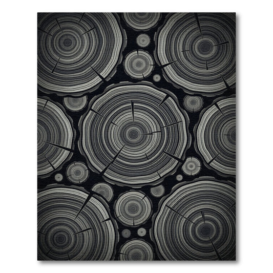 Monochrome Wood Grain Rings Rug