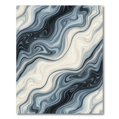 Abstract Area Blue Marble Swirl Abstract Area Rug