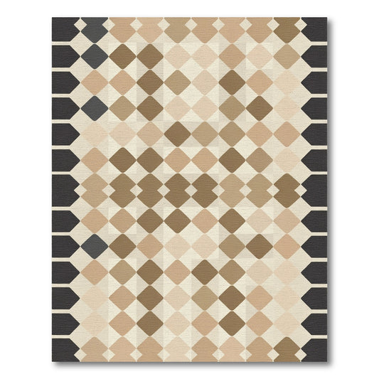 Earthy Tone Diamond Grid Statement Rug
