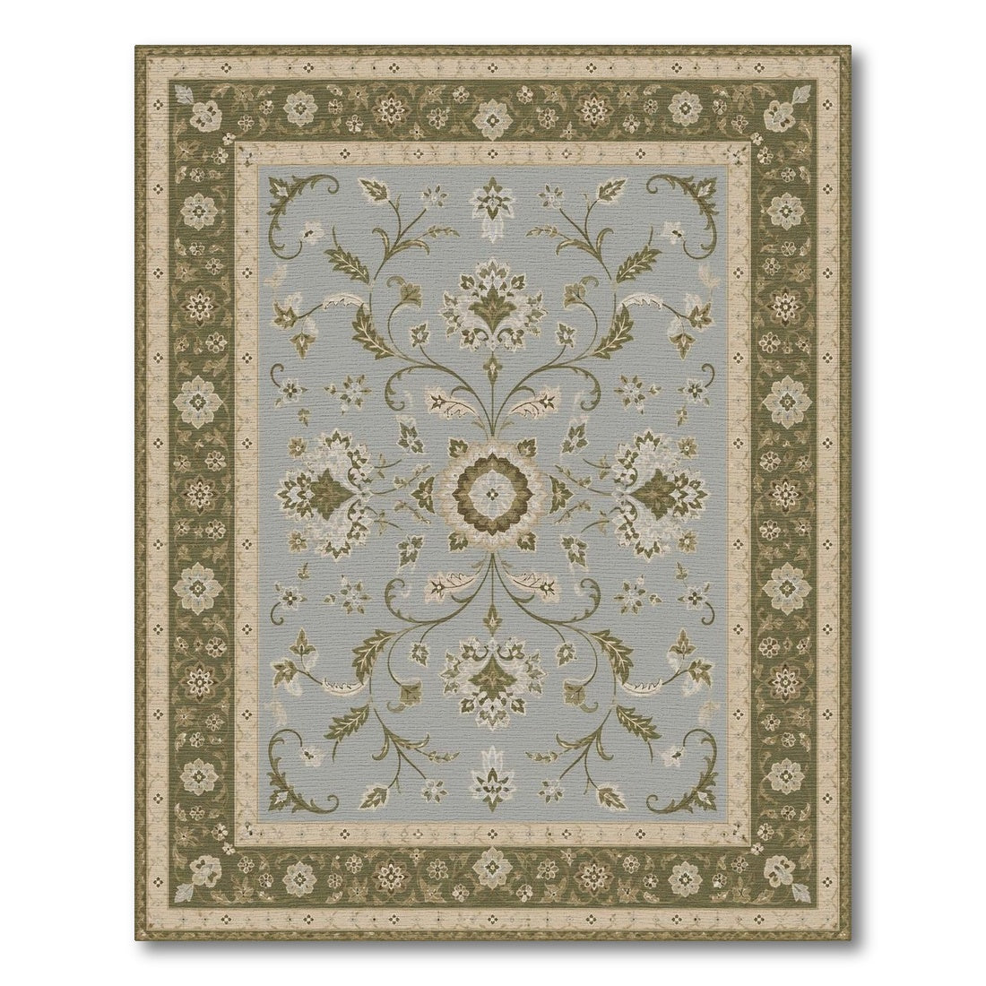 Green Floral Vintage Area Rug