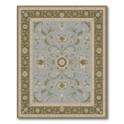 Green Floral Vintage Area Rug