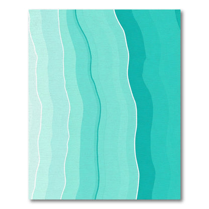 Aqua Gradient Wavy Stripe Area Rug
