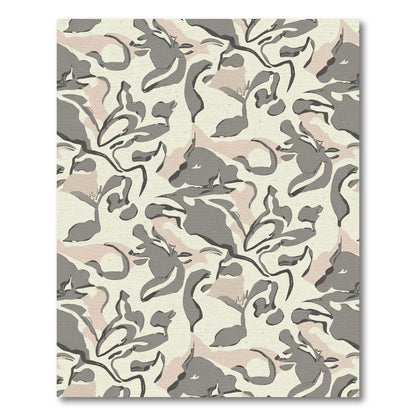 Abstract Gray Blush Camouflage Swirls Rug