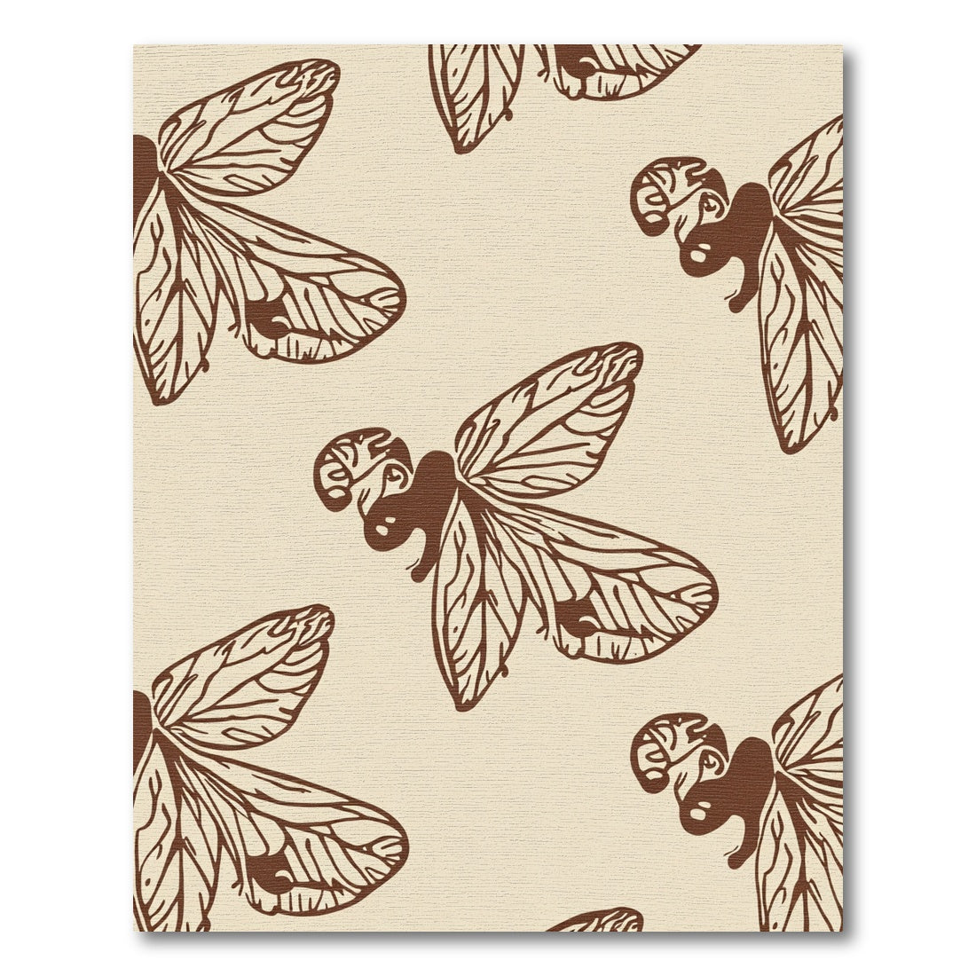 Brown Vintage Insect Wing Pattern Rug