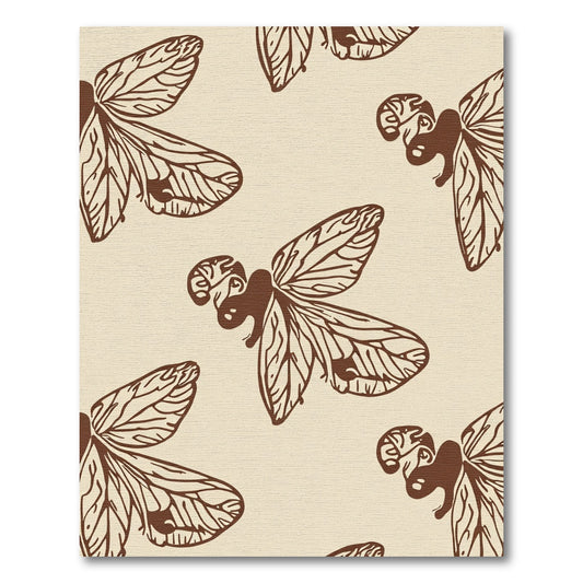 Brown Vintage Insect Wing Pattern Rug