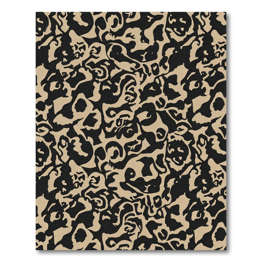 Black Tan Abstract Organic Flow Rug