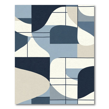 Modern Blue Cream Geometric Organic Rug